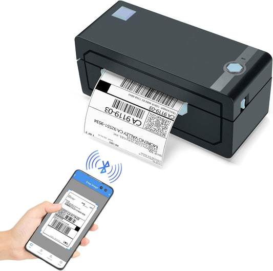 Bluetooth Thermal Monochrome Label Printer, 4X6 Shipping Label Printer, Compatible with Android&Iphone and Windows, Widely Used for Hermes, Royal Mail, Amazon, Shopify, Ebay