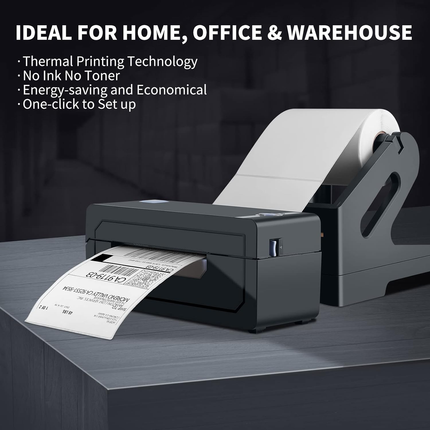 Bluetooth Thermal Monochrome Label Printer, 4X6 Shipping Label Printer, Compatible with Android&Iphone and Windows, Widely Used for Hermes, Royal Mail, Amazon, Shopify, Ebay