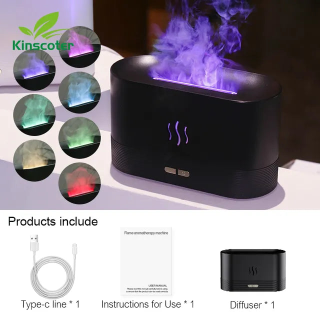 Aroma Diffuser Air Humidifier Ultrasonic Cool Mist Maker Fogger Led Essential Oil Flame Lamp Difusor